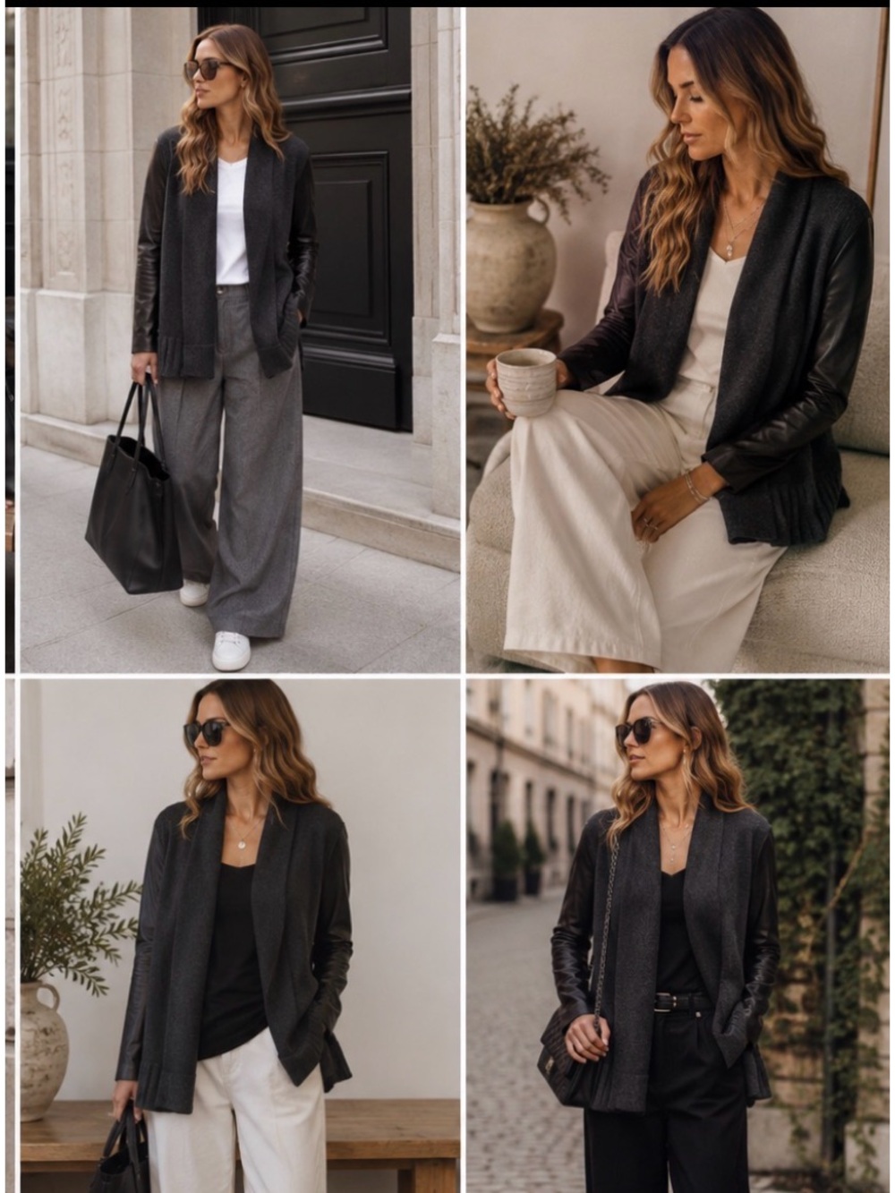 🔥Vince Yak/ Wool lugging look draped cardigan/ leather sleeves Sz XS\S Price Fir
